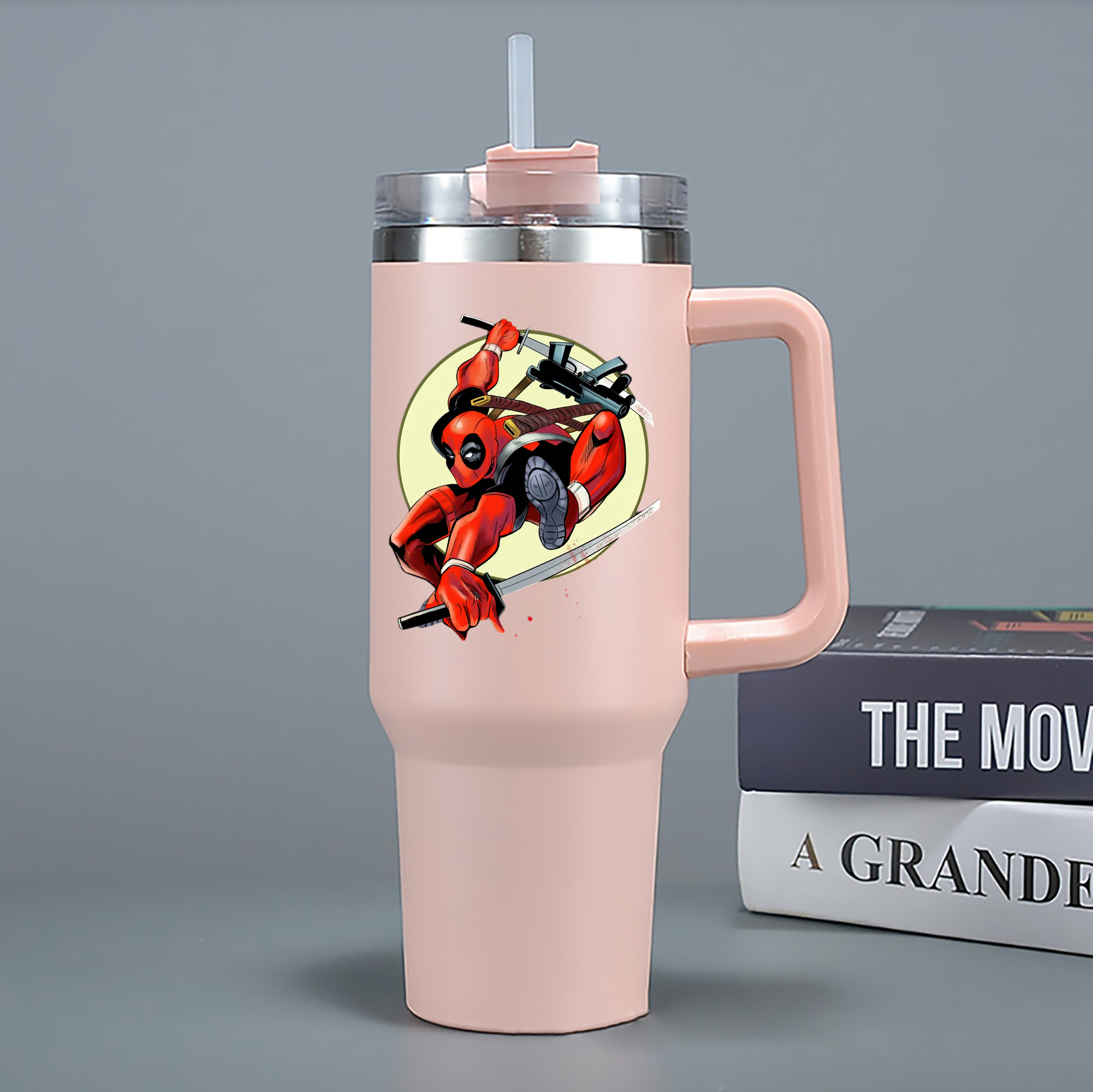 （画像用） Deadpool デッドプール 1200mL車用タンブラー - クリスタルステッカー（プラスチックストロー付き）